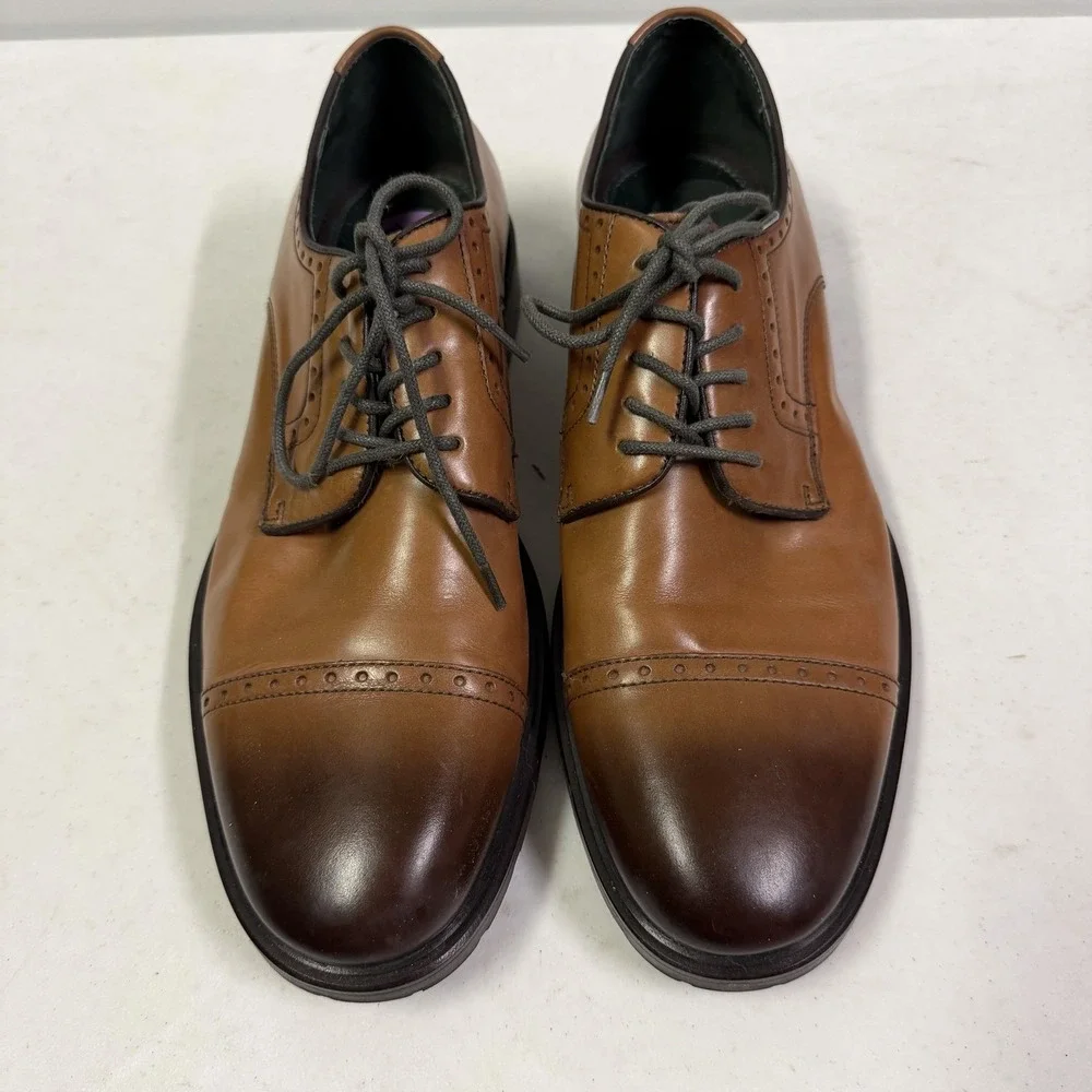 Johnston & Murphy J&M 1850 Men's 10.5M Brown Leather Cap Toe Oxford Dress Shoes